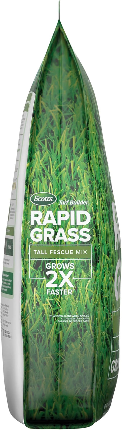 Scotts Turf Builder Rapid Grass Tall Fescue Mix, Combination Grass Seed and Fertilizer, Grows Green Grass in Just Weeks, 16 lbs.