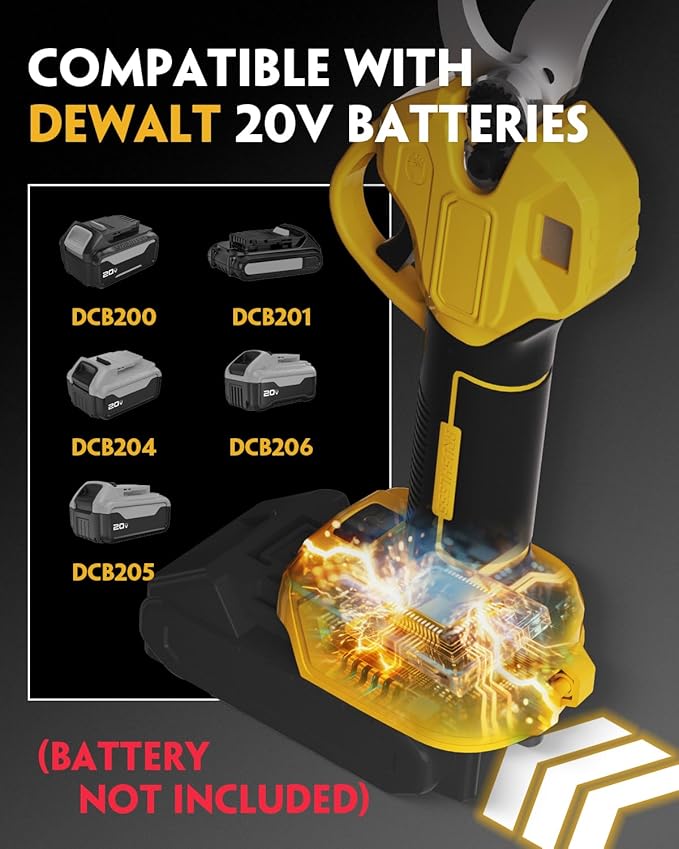 Brushless Electric Pruning Shears for DeWalt 20V Battery, Portable Cordless Branch Cutter Tree Trimmer with LCD Display＆Replaceable Blade, 30mm 1.2'' Cutting Diameter for Gardening Tree (NO BATTERY)