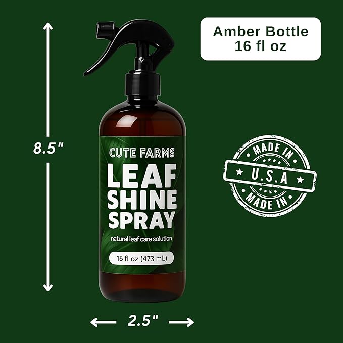 Leaf Shine Spray (16 FL OZ) for Indoor & Outdoor Plants - Natural Plant Leaf Spray with Neem Oil + Essential Oil - Ready to Use Formula - Makes Leaves Shiny, Vibrant & Healthy - Cute Farms