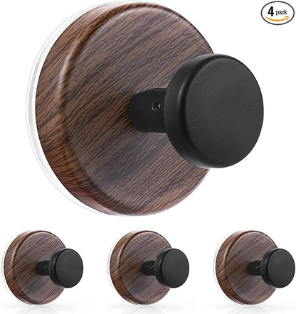 OUTXE Wreath Hanger for Front Door, Heavy Duty Suction Cup Reef Hook for Glass Window/Over Door/Outdoor, Christmas/Thanksgiving/Halloween/July 4th/Easter/Valentine/Fall/Summer/Spring (Walnut, 4-Pack)
