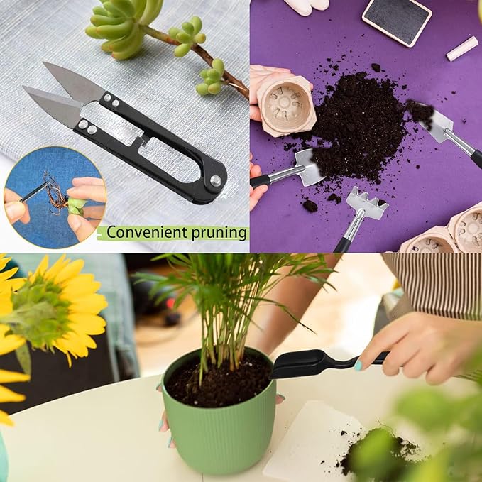 Bonsai Tools Set for Beginners, Bonsai Tree Kit with Training Wire, Scissors, Pruning Shears, Repotting Kit, Indoor Plant Tools Starter Kit (Orange with saws)