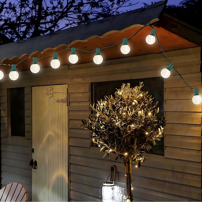 G40 25FT LED Outdoor Christmas String Lights,Frosted Globe Lights with 27 (2 Spare) Plastic Shatterproof Round Bulbs