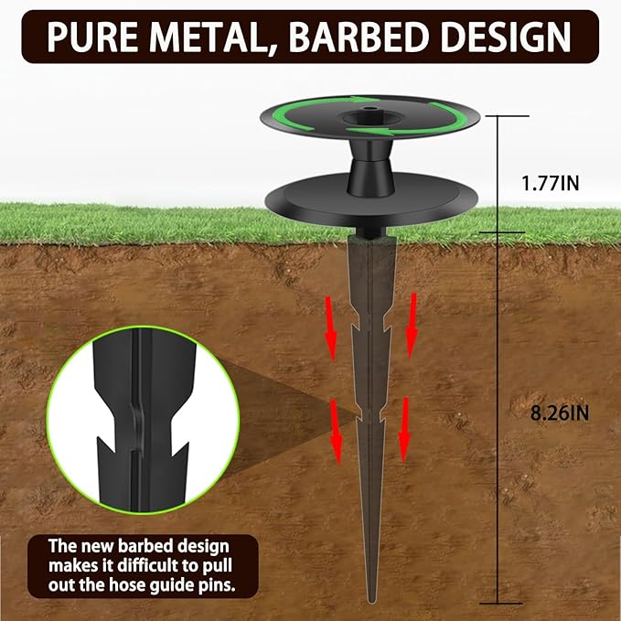 12PCS Metal Garden Hose Guide Spike, Hose Guides for Garden Heavy Duty, Cast Iron Garden Hose Guides for Outside, Rustproof Coated Hose Guide Stakes for Lawn & Yard, Plant & Flower Bed Protection
