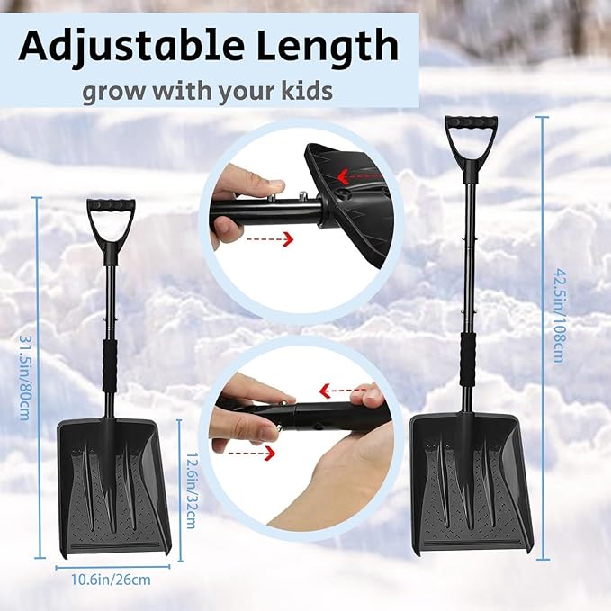 Snow Shovel, Detachable Digging Snow Shovel with D-Grip Handle Durable Beach Snow Shovels for Outdoor Yard Garden Activities