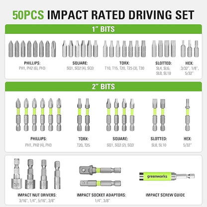Greenworks 50 Piece Impact Rated Driving Set