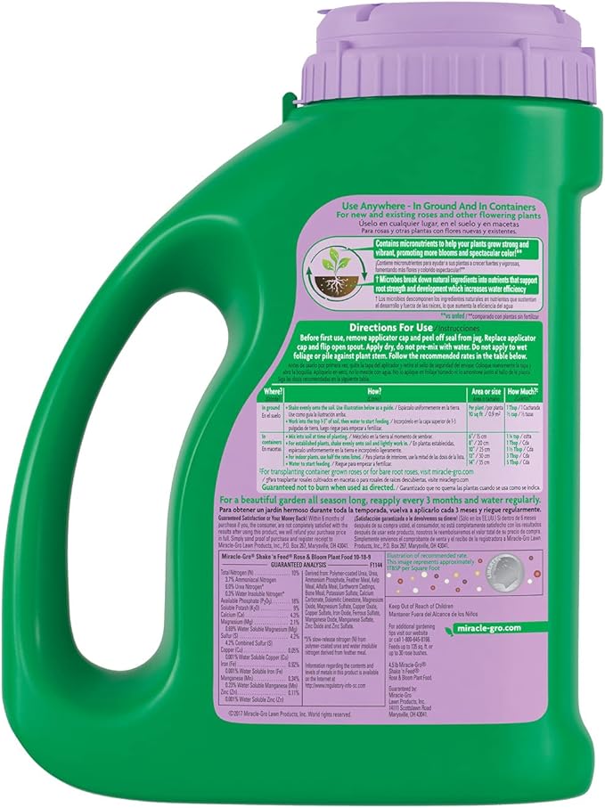 Miracle-Gro Shake 'N Feed Rose & Bloom Plant Food, Plant Fertilizer, 4.5 lbs. (6-Pack)