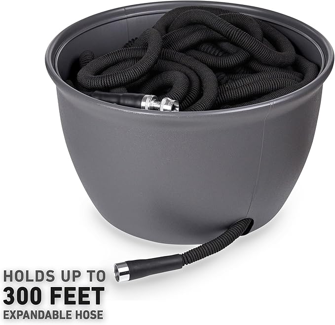 Mighty Tuff Decorative Garden Hose Storage Pot, Durable Holder, Stylish Hose Storage for 100 Foot Standard Hose or 300 Foot Retractable Hose
