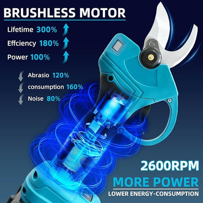2-IN-1 Brushless Pole Pruning Shear, 2 * 2000mAh Battery, 15ft Reach 1.2" Cutting Diameter, Battery Powered Cordless Electric Pruning Shears, Pole Pruner for Garden Tree Trimming Branch Cutting