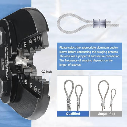 iCrimp Wire Rope Crimping Tool, Wire Cutter, for Aluminum Oval Sleeves,Stop Sleeves,Crimp Ferrules,Crimping Loop Sleeve from 3/64-inch to 1/8-inch