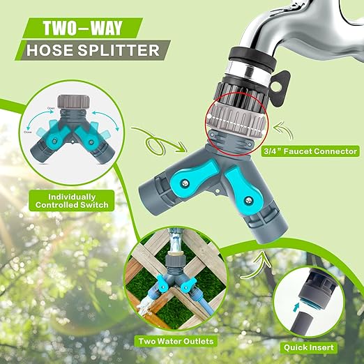 Drip Irrigation System Kit 230FT - Automatic Watering System with Quick Connector, Complete Water Irrigation System for Garden Lawn with 12mm 6mm Irrigation Tubing Adjustable Emitters