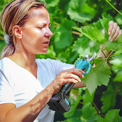 Upgraded Electric Pruning Shears, 1.4" Cutting Diameter Cordless Pruner with LCD Display, Brushless Motor, 2×2.0Ah Rechargeable Batteries & Extra Blade for Garden Trees and Branches