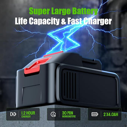 Electric Leaf Blower Cordless, 200 MPH Wind Speed, 2 x 4.0Ah Batteries, Handheld Leaf Blowers for Lawn Care, Stepless Speed Control, Portable Lightweight Grass Blower for Yard, Patio