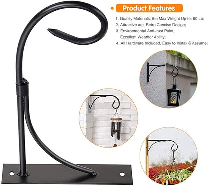 Plant Brackets for Hanging Baskets, 4pcs 11 Inch Iron Wall Mount Plant Hanging Bracket Durable Rust-Resistant Plant Hanger Hook for Hanging Plants Drying Rack Bird Cages Lantern Windchime House Sign