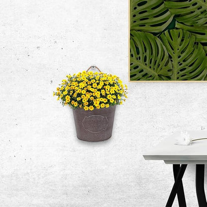 GANAZONO 2pcs Tin Wall Hanging Flower Pot Fence Decor Hanging Baskets for Plants Fence Planters for Outdoor Plant Holder Iron Wall Mounted Planter Grey Jug