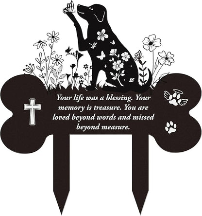 Pet Grave Markers Dog - Metal Memorial Plaques Garden Stakes for Outside Dogs Headstone Decor for Yard