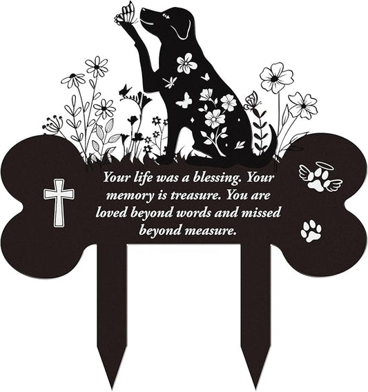 Pet Grave Markers Dog - Metal Memorial Plaques Garden Stakes for Outside Dogs Headstone Decor for Yard