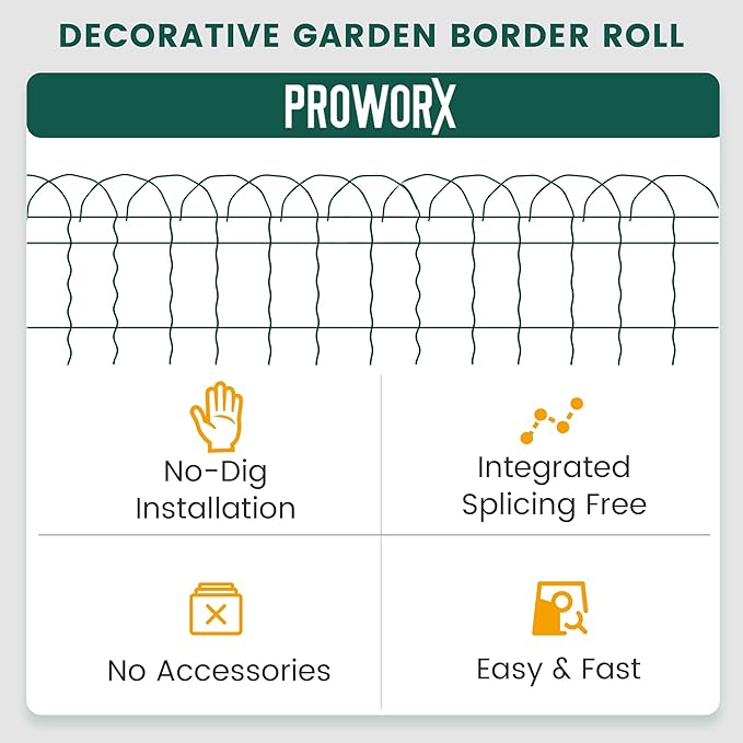 2 Rolls Green Garden Fence Border, 14 in x 40 ft Metal Folding Fence Wire Roll Garden Border Edging, Garden Fence Roll Flower Bed Fencing for Outdoor Yard
