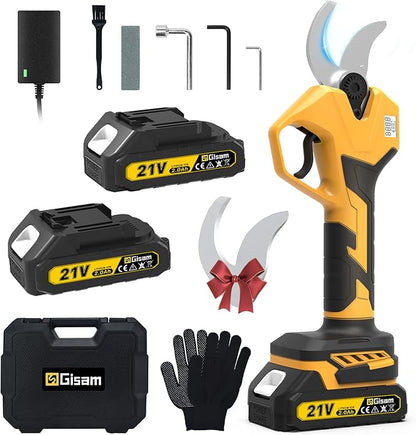 Electric Pruning Shears for Gardening, Battery Pruning Shears Max 2.4” Opening Diameter, Electric Pruner with LCD Display & 2 x 2000mAh Batteries for Branch, Fruit Plucking and Tree Trimming