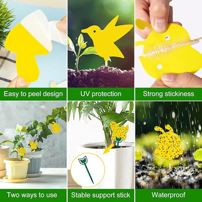 96 Pack Yellow Fungus Gnat Sticky Traps, Gnat Traps for House Indoor Gnats Killer, House Plant Gnats Bugs Sticky Killer Fruit Fly Traps for Indoor