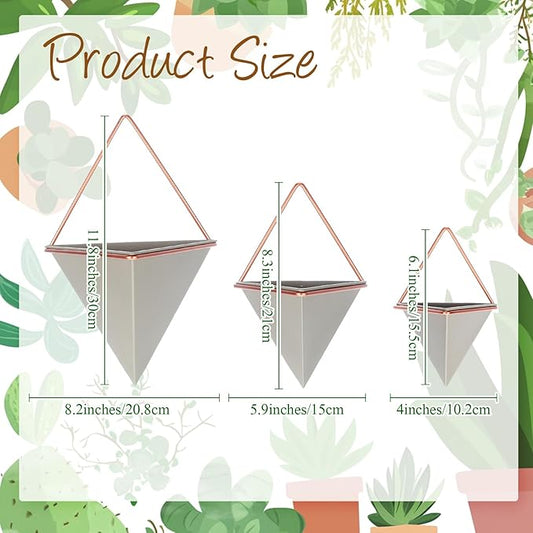 Rtteri 15 Pcs Hanging Wall Planter with Artificial Succulents Plants Indoor Decor, Faux Wall Planter with Geometric Vase Pot (8.2/5.9/4 Inch Size) Art for Home Bedroom Room