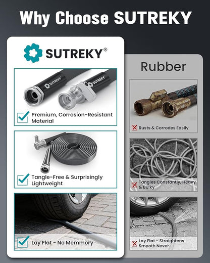 100ft Garden Hose, Ultra Lightweight All-Weather Water Hose, Durable & Flexible, Built-in Valve, Leak-free Connections, TPU Water Hose, Drinking Water Safe