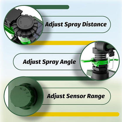 Motion Activated Sprinkler Deer Repellent Devices with Flashing Light, Solar Powerd Cat Repellent Outdoor with Motion Sensor - Keep Rabbits Shunks Dog Raccoons Birds Away from Lawn and Garden