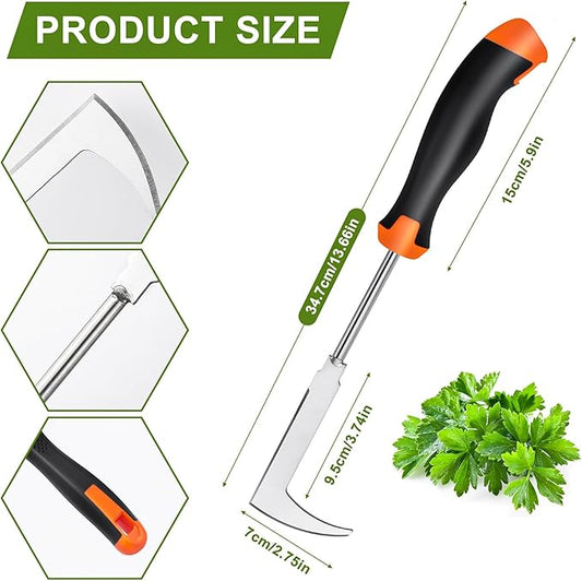 Weed Puller Tool,Portable Garden Weeder Tool,Rubber Handle Manganese Steel Weeding Tools,for Hand Weeder Puller for Vegetable Gardening Backyard Farm Planting & Uprooting Weeding Tool