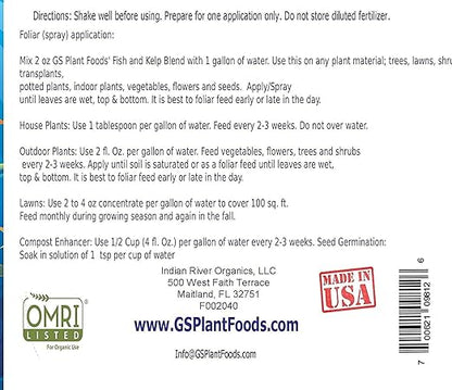Omri Listed Fish & Kelp Fertilizer by GS Plant Foods (5 Gallons) - Organic Fertilizer for Vegetables, Trees, Lawns, Shrubs, Flowers, Seeds & Plants - Hydrolyzed Fish and Seaweed Blend (5 Gallon)