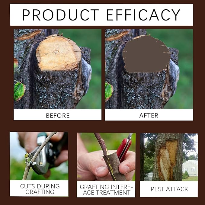 Tree Wound Pruning Sealer,Tree Wound Dressing with Brush, Bonsai Cut Paste, Trees Grafting Supplies, Pruning Sealer for Bonsai, Fruit Trees, Roses (3 PCS,500 g)