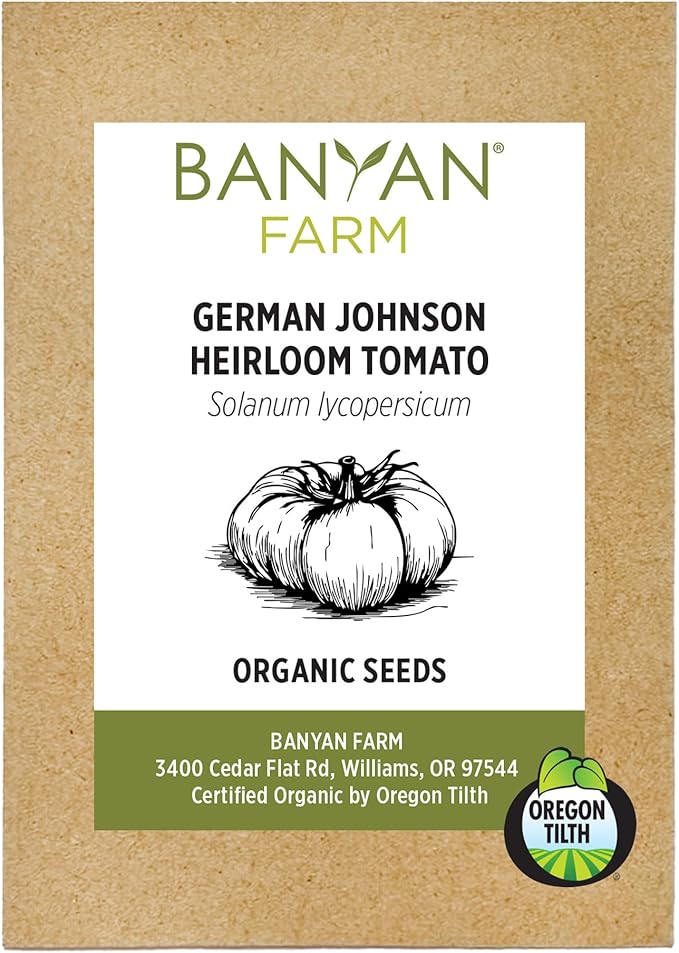 Banyan Botanicals Organic Tomato Seeds – Easy-to-Grow German Johnson Heirloom Beefsteak Tomato Seeds for Planting in Spring – 25 Count – Open Pollinated Non-GMO