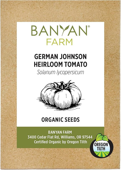 Banyan Botanicals Organic Tomato Seeds – Easy-to-Grow German Johnson Heirloom Beefsteak Tomato Seeds for Planting in Spring – 25 Count – Open Pollinated Non-GMO