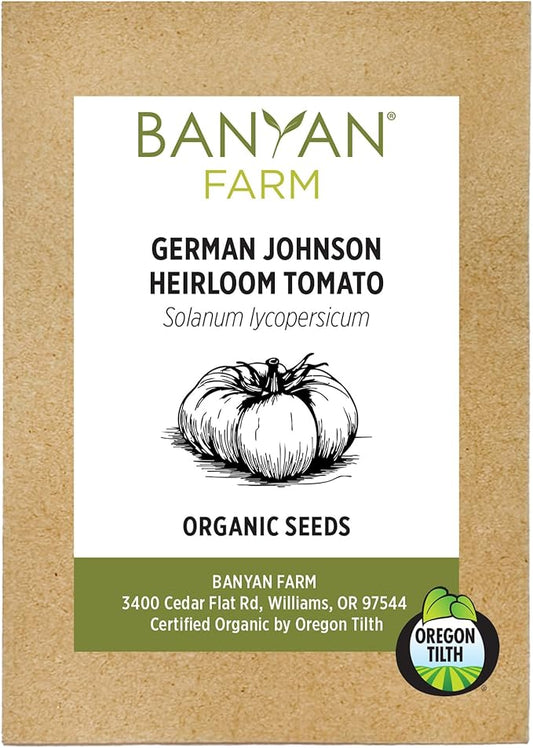 Banyan Botanicals Organic Tomato Seeds – Easy-to-Grow German Johnson Heirloom Beefsteak Tomato Seeds for Planting in Spring – 25 Count – Open Pollinated Non-GMO