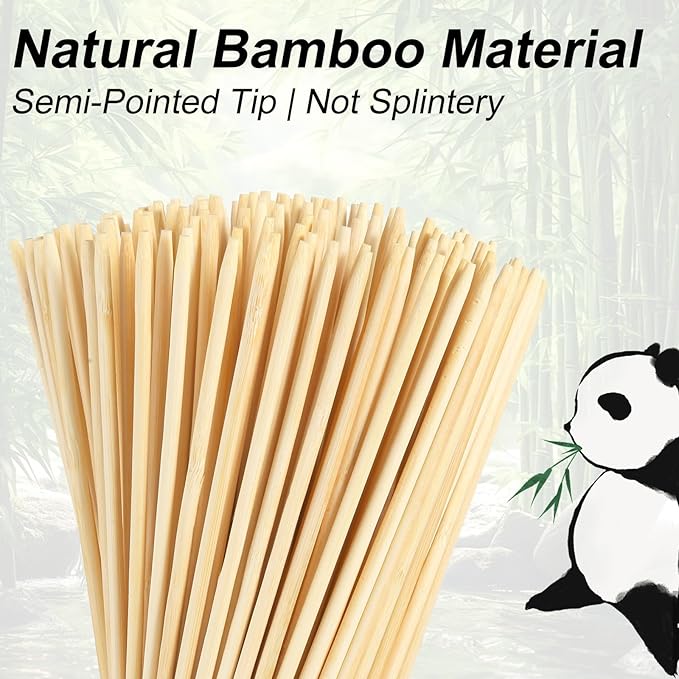 Natural Bamboo Smores Sticks 120 PCS, Extra Long 17.5" 5MM Thick Marshmallow Roasting Skewers, Heavy Duty Wooden S'more Sticks for Grilling, Camping Fire, Caramel Candy Apple, Hot Dog