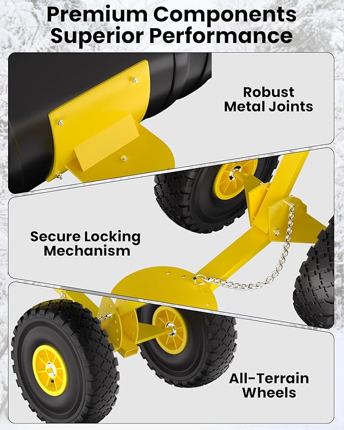 36” Snow Shovel for Driveway,Heavy Duty Wheeled Rolling Shovels 5 Position Angled Blade, Ergonomic Handle & Rubber Wheels for Efficient Snow Removal, Snow Plow for Doorway,Driveway and Sidewalks