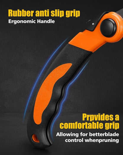 FUJIWARA Folding Pruning Saw 8 Inch Hand Saws Blade, Quality SK-5 Steel with Hard Sharp Teeth for Wood Branches Cutting,Tree Trimming Camping/Backpacking/Hiking