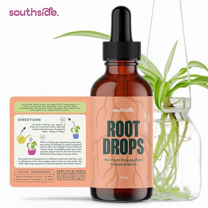 Root Drops - Liquid Rooting Hormone | Fast Propagation, Stronger Roots, Less Shock | Works in Water, Soil, Leca, Moss | for All Indoor Houseplants Like Pothos, Monstera, Philodendron (4 oz)