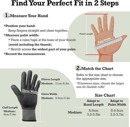 Thorn Proof Gardening Gloves for Women & Men (2 Pack) - 3X Anti-Slip Grip, Reinforced TPE Palm & Breathable Nylon - for Pruning Roses, Landscaping, Sharp Mulch (Black-2Pairs, Medium)