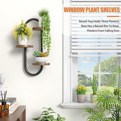 Wall Mounted Plant Stands for Indoor Plants, Window Plant Shelves, Plant Wall Mount Holders Indoor Decor Hanger, 3 Tiered Hanging Plant Stands, Home Office Living Room Decor