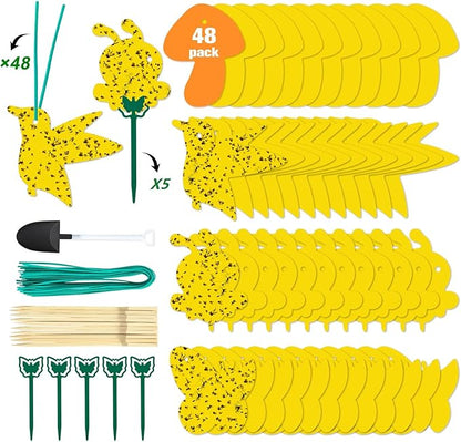 48 Pack Gnat Traps for House Indoor, Sticky Traps for Gnats Fruit Fly Traps for Indoors Plant Gnat Killer Indoor, Gnat Trap Fungus Gnat Sticky Trap Flies Bug Plant Trap