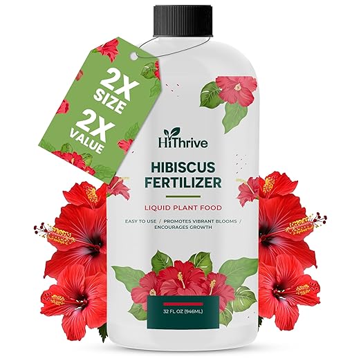 32oz Hibiscus Fertilizer - Makes 32 Gallons of Hibiscus Flowers Plant Food Outdoor - Indoor Plant Fertilizer Liquid for Vibrant, Showy Flowers, Greener Leaves, Strong Roots, and Lush Growth