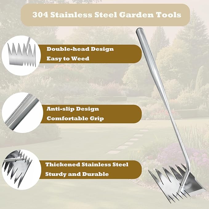 Weed Puller Tool,Weeding Tools Gardening,304 Stainless Steel Garden Tools for Weeding,Weed Tool for Weeding,Digging,Loosening Soil,Easy Weeding and Root Pulling