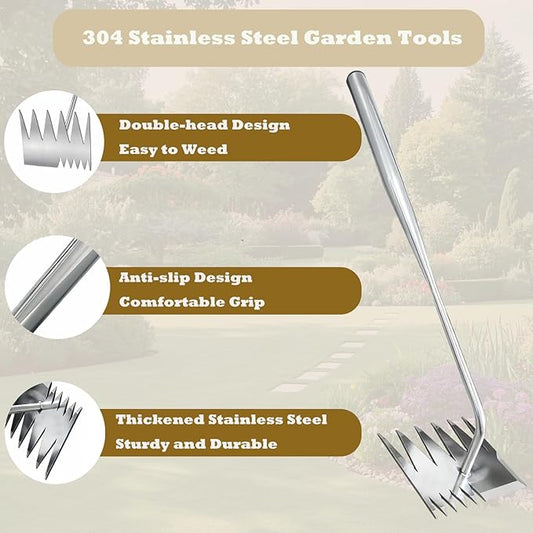 Weed Puller Tool,Weeding Tools Gardening,304 Stainless Steel Garden Tools for Weeding,Weed Tool for Weeding,Digging,Loosening Soil,Easy Weeding and Root Pulling