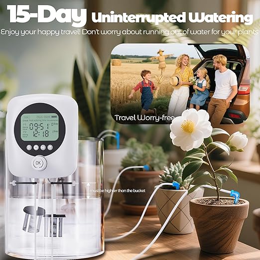 Dual Pump Automatic Plant Waterer Indoor, Self Watering System for 30 Potted Plants, Vacation Plant Watering Devices, Automatic Watering System with Digital Programmable Water Timer