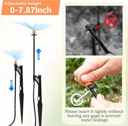 20 Sets 90/180/360 Degree Irrigation Sprinkler Heads with Stake, Drip Micro Spray Emitters with 1/4" Irrigation Tubing on Riser Stake,Micro Spray Sprinkler Stake Assembly for Garden Watering System