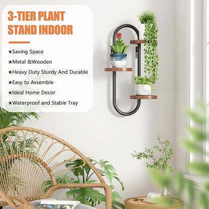 Wall Mounted Plant Stands for Indoor Plants, Window Plant Shelves, Plant Wall Mount Holders Indoor Decor Hanger, 3 Tiered Hanging Plant Stands, Home Office Living Room Decor