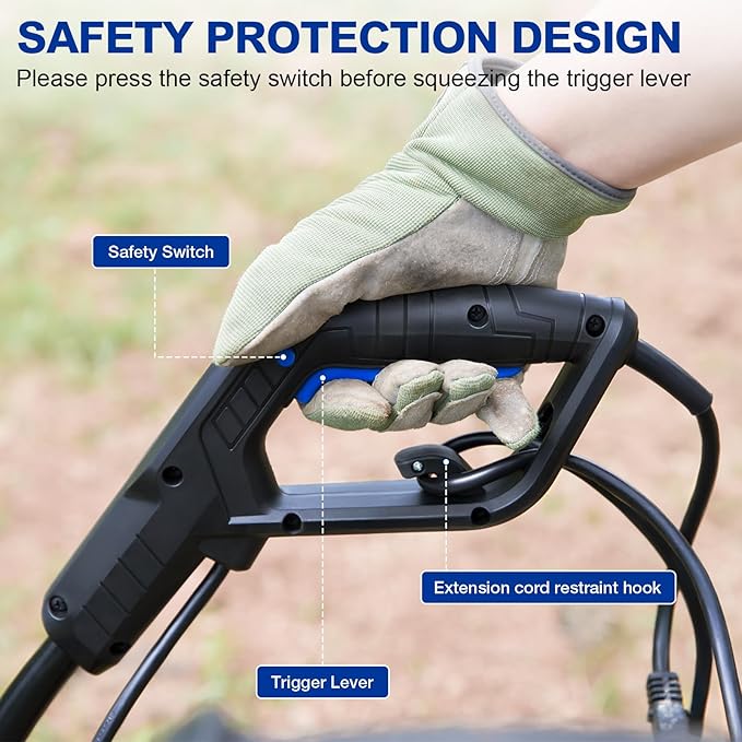 BILT HARD 16-Inch Corded Garden Tiller Cultivator, 13.5-Amp 6 Steel Tines Tillers with Adjustable Wheels & Foldable Handle, 8-Inch Tillling Depth Electric Rototiller for Lawn/Yard/Garden Soil Digging