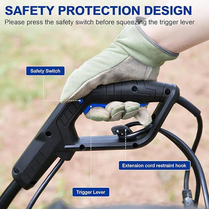 BILT HARD 16-Inch Corded Garden Tiller Cultivator, 13.5-Amp 6 Steel Tines Tillers with Adjustable Wheels & Foldable Handle, 8-Inch Tillling Depth Electric Rototiller for Lawn/Yard/Garden Soil Digging