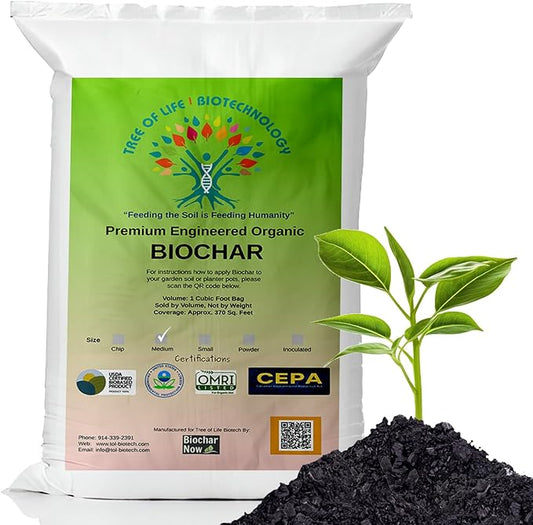 Premium Engineered Biochar Soil Amendment (Medium 30 Qts) – 100% Natural Active Carbon Award-Winning Biochar for Gardens | Organic Soil Amendment for Plants, Boosts Nutrients & Reduces Fertilizer Use