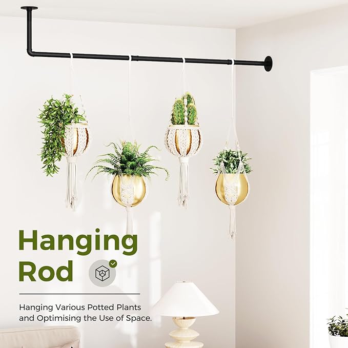 Bamworld Hanging Planters Indoor Plant Hangers with Metal Rod (Pot & Plant Not Included) 42in
