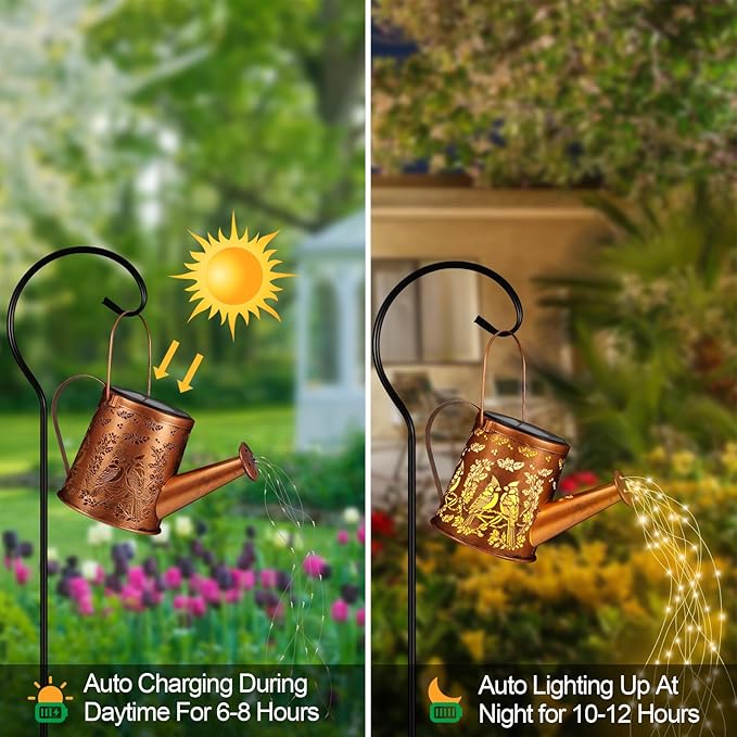 Solar Watering Can Light, Solar Powered Hanging Lantern Landscape Lights, Decorative Garden for Yard Waterproof Garden Decor, Gifts for Mom, Grandma（Cardinal）